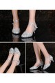 Women's Fashion Silver  Sparkling Glitter Heels With Ankle Strap Latin Ballroom Dance Shoes Wedding Party Shoes D801038