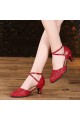 Women's Fashion Red  Sparkling Glitter Heels With Ankle Strap Latin Ballroom Dance Shoes D801039