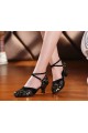 Women's Black Gold Leopard Heels Pumps With Buckle Latin Party Dance Shoes D801040