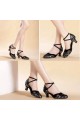 Women's Black Silver Leopard Heels Pumps With Buckle Latin Party Dance Shoes D801041