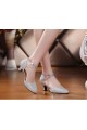 Women's Customizable Heels Pumps With Buckle Latin Dance Shoes Silver Wedding Shoes D801042