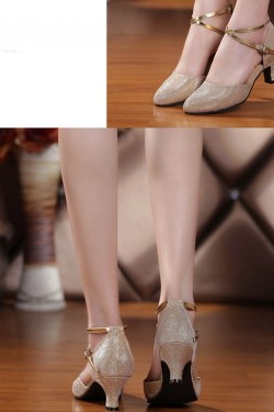 Women's Customizable Heels Pumps With Buckle Latin Party Dance Shoes Gold Wedding Party Shoes D801043