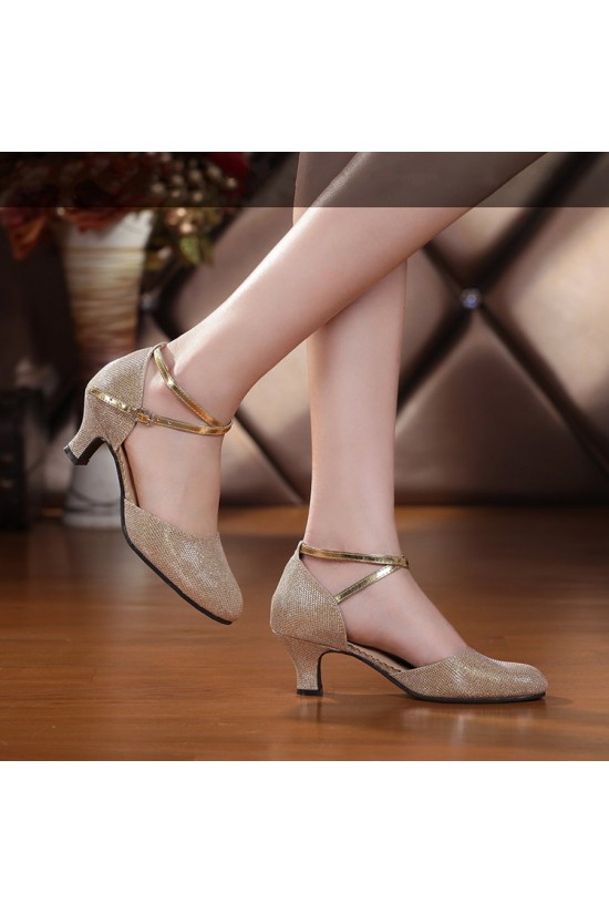 Women's Customizable Heels Pumps With Buckle Latin Party Dance Shoes Gold Wedding Party Shoes D801043