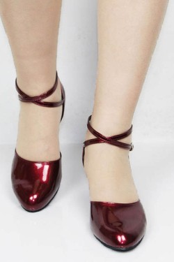 Women's Fashion Heels With Ankle Strap Latin Modern Dance Shoes Burgandy Wedding Party Shoes D801047