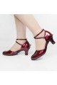 Women's Fashion Heels With Ankle Strap Latin Modern Dance Shoes Burgandy Wedding Party Shoes D801047