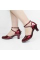 Women's Fashion Heels With Ankle Strap Latin Modern Dance Shoes Burgandy Wedding Party Shoes D801047 Women's Fashion Heels With Ankle Strap Latin Modern Dance Shoes Burgandy Wedding Party Shoes D801047