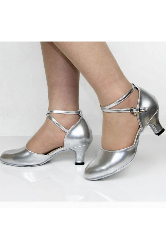 Women's Fashion Heels With Ankle Strap Latin Modern Dance Shoes Silver Wedding Party Shoes D801048