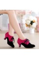 Women's Heels Lace-up Latin Modern Dance Shoes Rose Red Black Wedding Party Shoes D801051