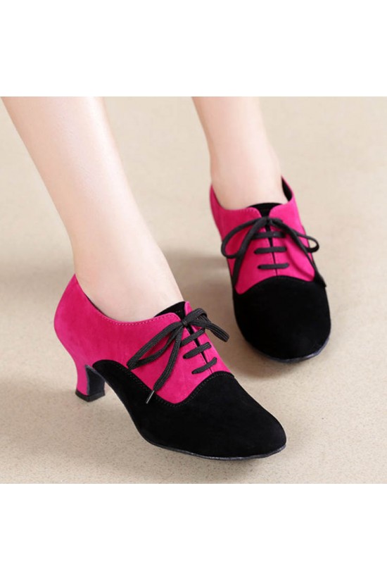 Women's Heels Lace-up Latin Modern Dance Shoes Rose Red Black Wedding Party Shoes D801051