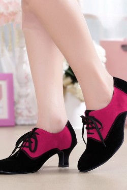 Women's Heels Lace-up Latin Modern Dance Shoes Rose Red Black Wedding Party Shoes D801052