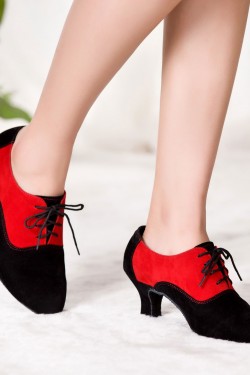 Women's Heels Lace-up Latin Modern Dance Shoes Red Black Wedding Party Shoes D801053