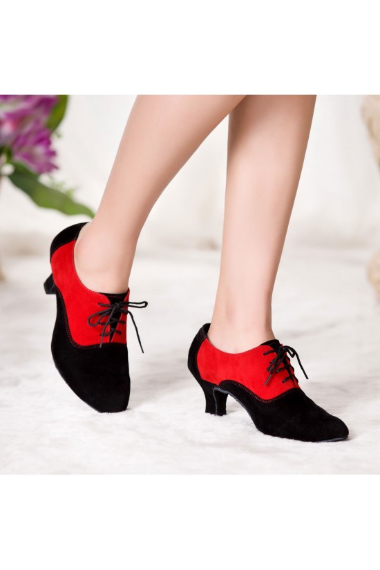 Women's Heels Lace-up Latin Modern Dance Shoes Red Black Wedding Party Shoes D801053