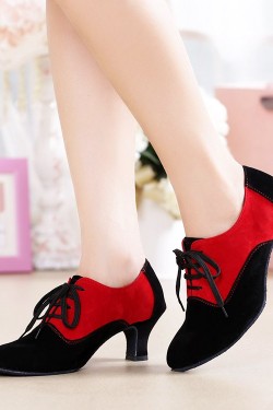 Women's Heels Lace-up Latin Modern Dance Shoes Red Black Wedding Party Shoes D801053