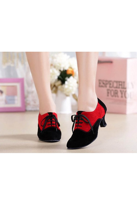 Women's Heels Lace-up Latin Modern Dance Shoes Red Black Wedding Party Shoes D801053