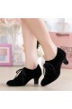 Women's Heels Lace-up Latin Modern Dance Shoes Black Ballroom/Outdoor Dance Shoes D801054