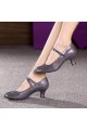 Women's Grey Sparkling Glitter Heels With Buckle Latin Ballroom/Outdoor Dance Shoes Wedding Party Shoes D801059
