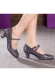 Women's Grey Sparkling Glitter Heels With Buckle Latin Ballroom/Outdoor Dance Shoes Wedding Party Shoes D801059
