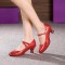 Women's Red Sparkling Glitter Heels With Buckle Latin Ballroom/Outdoor Dance Shoes Wedding Party Shoes D801061