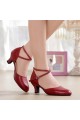 Women's Burgandy Soft Top Layer Cow Leather Lace Customized Heels Latin/Salsa/Ballroom/Outdoor Dance Shoes Wedding Party Shoes D801069