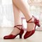 Women's Burgandy Soft Top Layer Cow Leather Lace Customized Heels Latin/Salsa/Ballroom/Outdoor Dance Shoes Wedding Party Shoes D801069
