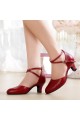 Women's Burgandy Soft Top Layer Cow Leather Lace Customized Heels Latin/Salsa/Ballroom/Outdoor Dance Shoes Wedding Party Shoes D801069