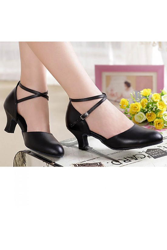 Women's Black Soft Top Layer Cow Leather Lace Customized Heels Latin/Salsa/Ballroom/Outdoor Dance Shoes D801071