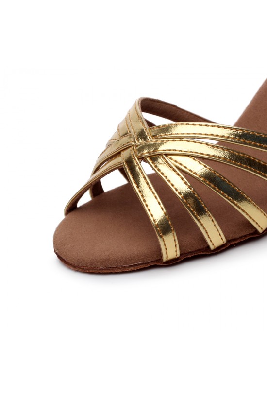 Women's Heels Gold Leatherette Modern Ballroom Latin Salsa Ankle Strap Dance Shoes D901001 Women's Heels Gold Leatherette Modern Ballroom Latin Salsa Ankle Strap Dance Shoes D901001