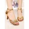 Women's Heels Gold Leatherette Modern Ballroom Latin Salsa Ankle Strap Dance Shoes D901001