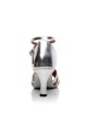 Women's Heels Silver Leatherette Modern Ballroom Latin Salsa Ankle Strap Dance Shoes D901002