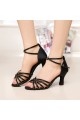 Women's Heels Black Gold Satin Modern Ballroom Latin Salsa Ankle Strap Dance Shoes D901005