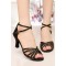 Women's Heels Black Gold Satin Modern Ballroom Latin Salsa Ankle Strap Dance Shoes D901005