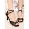 Women's Heels Black Gold Satin Modern Ballroom Latin Salsa Ankle Strap Dance Shoes D901006