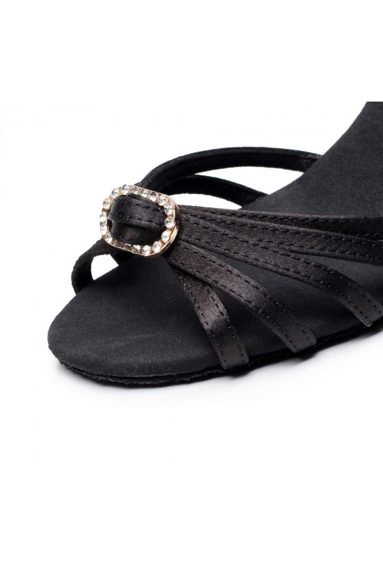 Women's Heels Black Satin Modern Ballroom Latin Salsa Dance Shoes D901022 Women's Heels Black Satin Modern Ballroom Latin Salsa Dance Shoes D901022