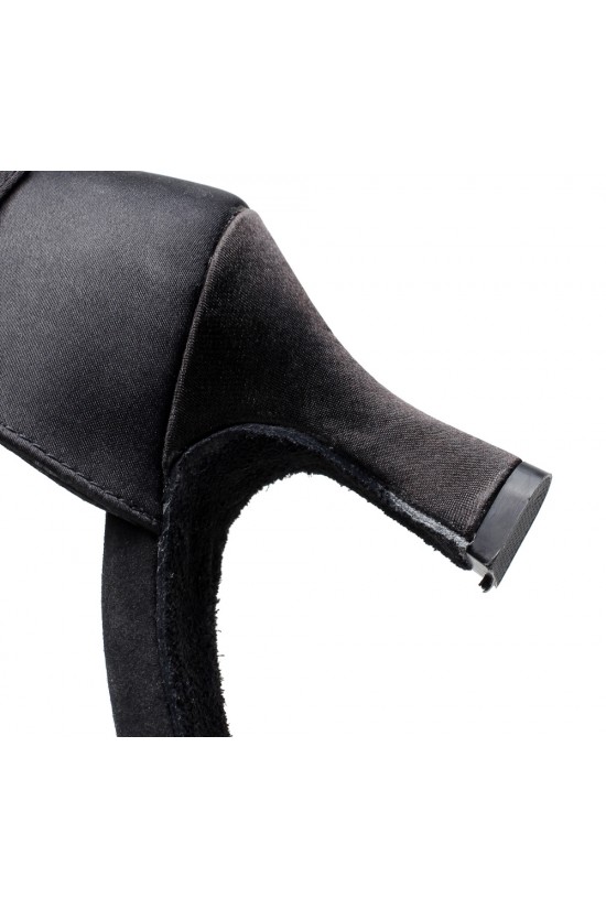 Women's Heels Black Satin Modern Ballroom Latin Salsa Dance Shoes D901022