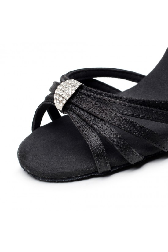 Women's Heels Black Satin Modern Ballroom Latin Salsa Dance Shoes D901027 Women's Heels Black Satin Modern Ballroom Latin Salsa Dance Shoes D901027