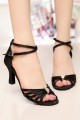 Women's Heels Black Satin Modern Ballroom Latin Salsa Dance Shoes D901027