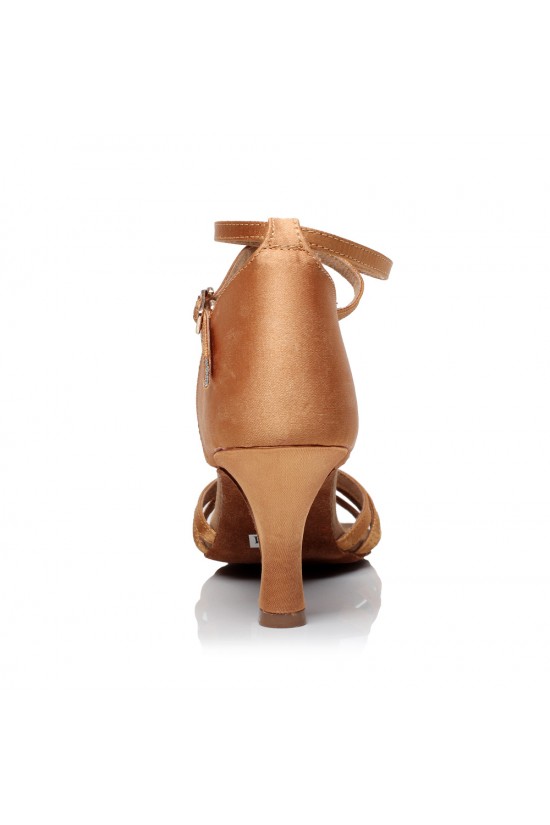 Women's Heels Brown Satin Modern Ballroom Latin Salsa Dance Shoes D901028 Women's Heels Brown Satin Modern Ballroom Latin Salsa Dance Shoes D901028