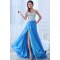 A-Line Sweetheart Beaded Long Blue Chiffon Prom Evening Formal Party Dresses ED010004