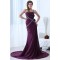 Sheath One-Shoulder Beaded Long Chiffon Prom Evening Formal Party Dresses ED010005