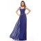 A-Line Beaded Long Blue Chiffon Prom Evening Formal Party Dresses ED010008