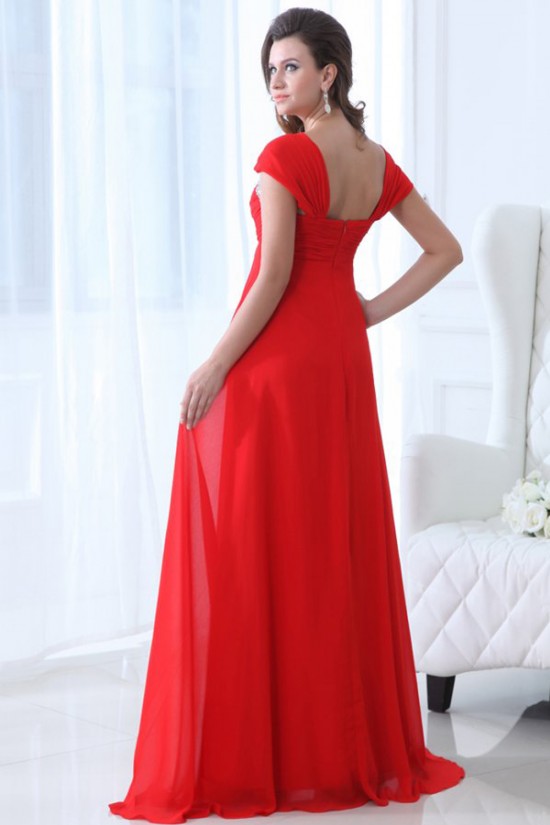 Long Red Beaded Chiffon Prom Evening Formal Party Dresses/Maternity Evening Dresses ED010009