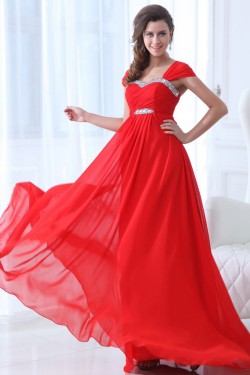 Long Red Beaded Chiffon Prom Evening Formal Party Dresses/Maternity Evening Dresses ED010009