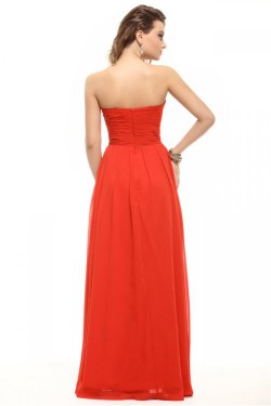 A-Line Strapless Long Beaded Chiffon Prom Evening Formal Party Dresses ED010010