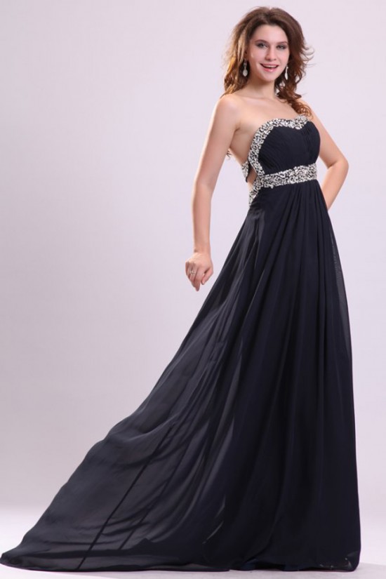 Empire Sweetheart Long Beaded Chiffon Prom Evening Formal Party Dresses/Maternity Evening Dresses ED010011