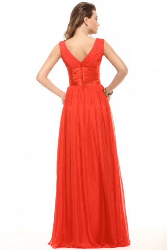 A-Line V-Neck Long Chiffon Prom Evening Formal Party Dresses/Bridesmaid Dresses ED010014