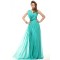 Sheath/Column Long Blue Beaded Chiffon Prom Evening Formal Party Dresses ED010016