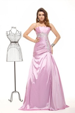 A-Line Strapless Long Pink Prom Evening Formal Party Dresses ED010019