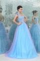 A-Line One-Shoulder Beaded Long Blue Prom Evening Formal Party Dresses ED010024
