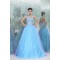 A-Line One-Shoulder Beaded Long Blue Prom Evening Formal Party Dresses ED010024