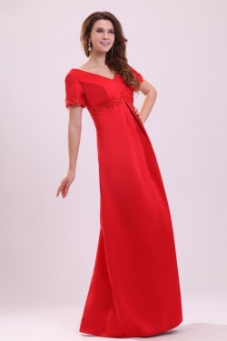 Long Red Short Sleeve Prom Evening Formal Party Dresses ED010026